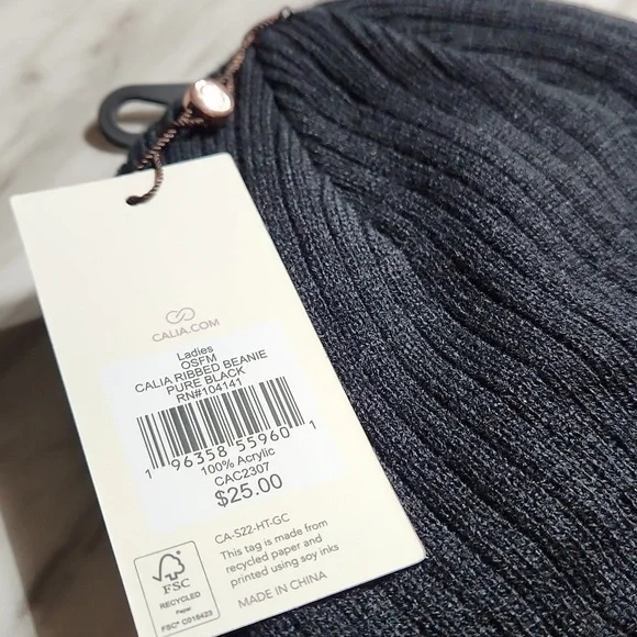 Calia ribbed beanie pure black NWT - Picture 7 of 7